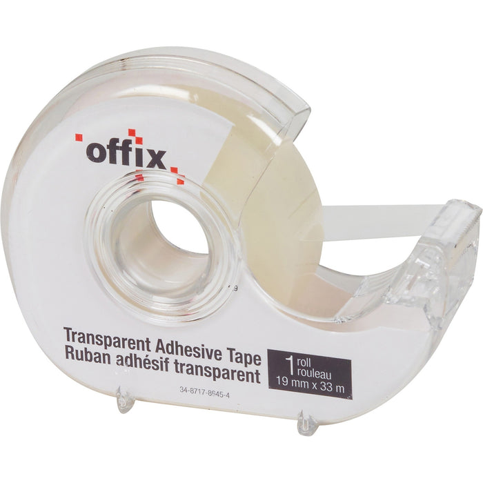 Transparent Offix Multipurpose Adhesive Tape - 36.1 yd (33 m) Length x 0.75" (19 mm) Width - Transparent