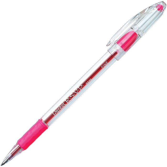 Pentel R.S.V.P. Ballpoint Stick Pens - 0.7mm Fine - PINK