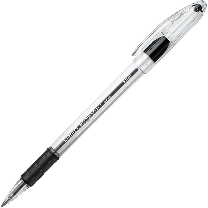 Pentel R.S.V.P. Ballpoint Stick Pens - 0.7mm Fine - BLACK 12/dozen