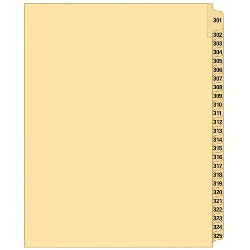 Supreme Litigation Tabs 25th Cut Numeric Set 11" Buff #301-375