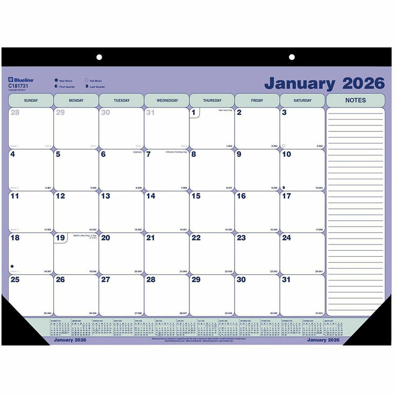 [English] Blueline Perforated Monthly Desk Pad 2026 Calendar 21-1/4" x 16" (Standard Size)