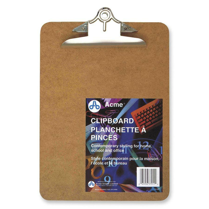 Acme United Deluxe Masonite Clipboard With Hinges - 8 1/2" x 11" - Hardboard - Brown - 1 Each - The Supply Room
