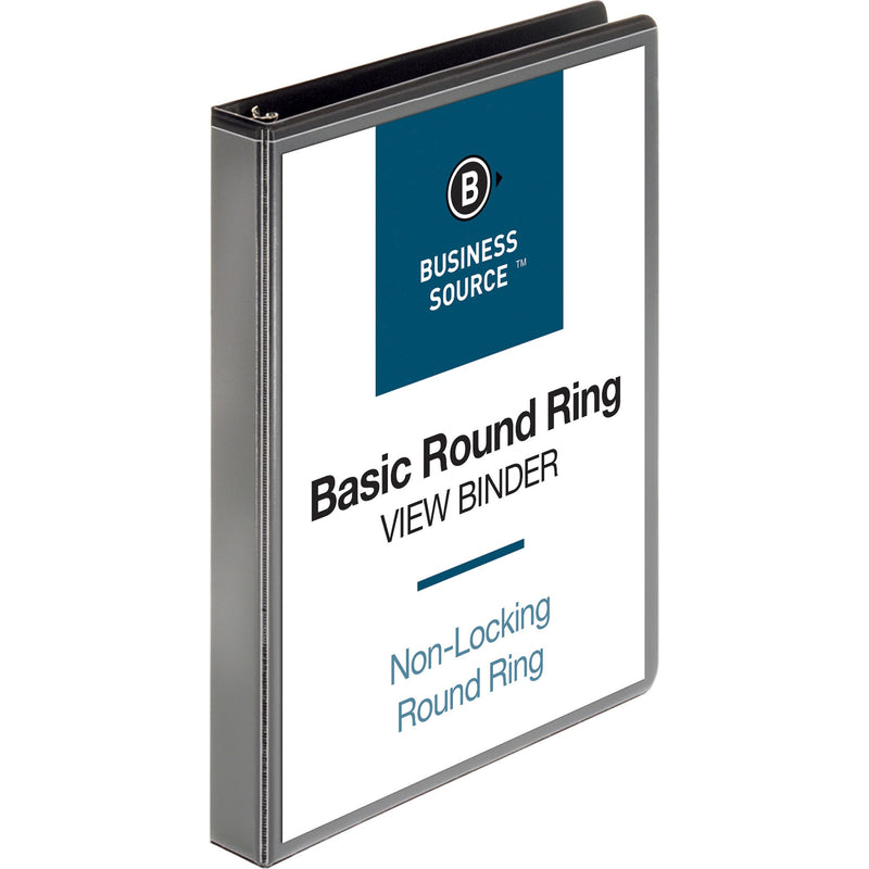 Business Source Round-ring View Binder 1" - Round Ring - Black