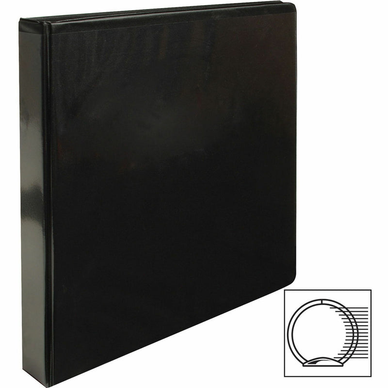 Business Source Round-ring View Binder 1" - Round Ring - Black