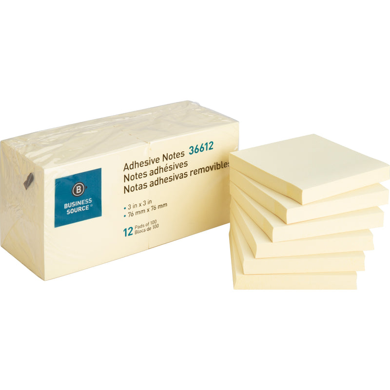 Yellow Repositionable Adhesive Notes 3" X 3" - 12 / Pack