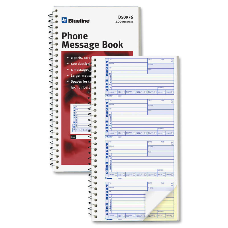 Blueline 400 Telephone Message Book - The Supply Room