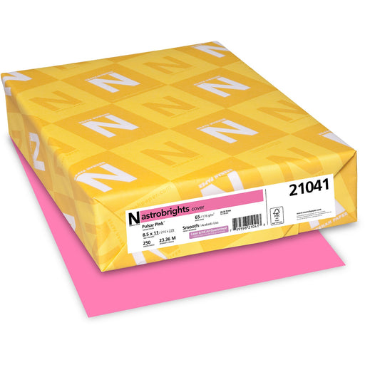 Neenah Astrobrights Paper - Letter - 8 1/2" x 11" - 65 lb Basis Weight - 250 / Pack - Pulsar Pink - The Supply Room