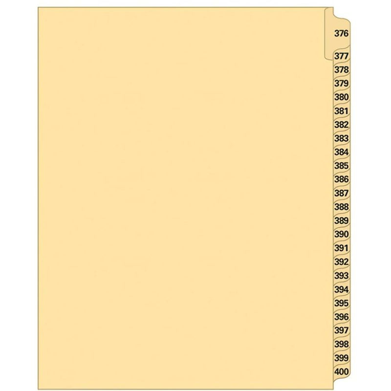 Supreme Litigation Tabs 25th Cut Numeric Set 11" Buff #376-400