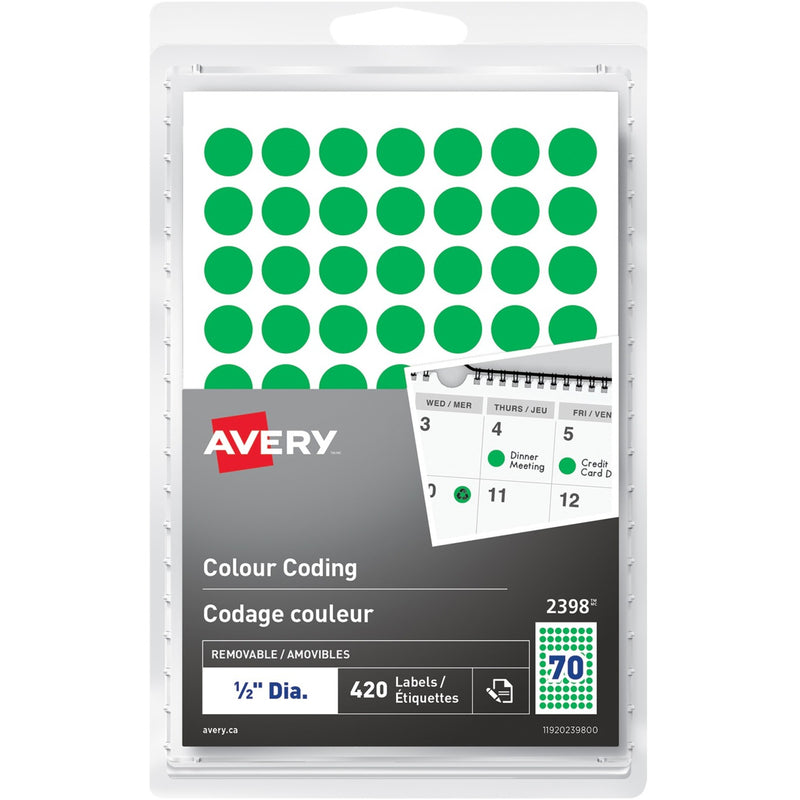 Avery® Removable Colour Coding Labels Handwrite, ½"
