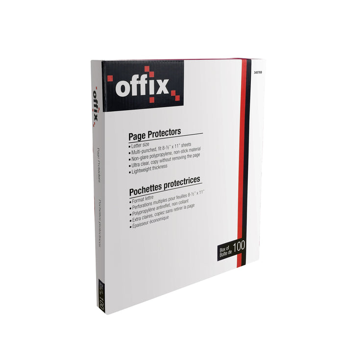 Offix Sheet Protector For Letter 8 1/2" x 11" Sheet - Polypropylene - 100 / Box