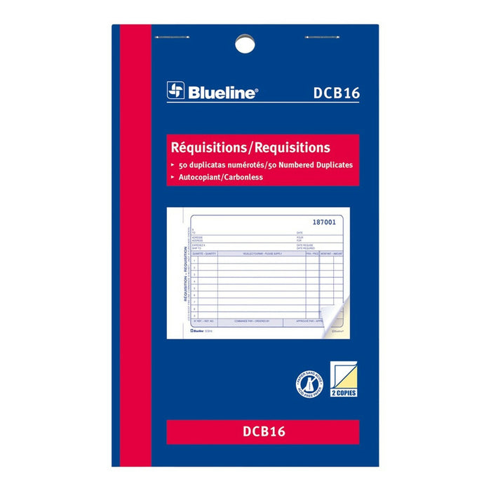 Blueline Requisitions - 50 Sheet(s) - 2 PartCarbonless Copy - 7.01" x 4.25" Form Size - Blue Cover