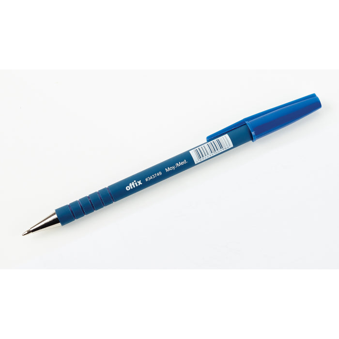 Offix Ballpoint Pen - Medium Pen Point - Blue - Rubberized Barrel