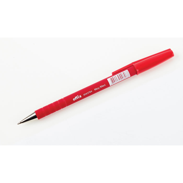 Offix Ballpoint Pen - Medium Pen Point - Red - Rubberized Barrel - 1/each