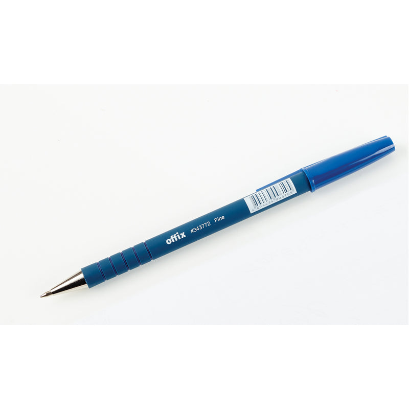 Offix Ballpoint Pen - Fine Pen Point - Blue - Rubberized Barrel