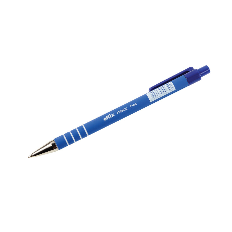 Offix Ballpoint Pen - Medium Pen Point - Blue - Rubberized Barrel