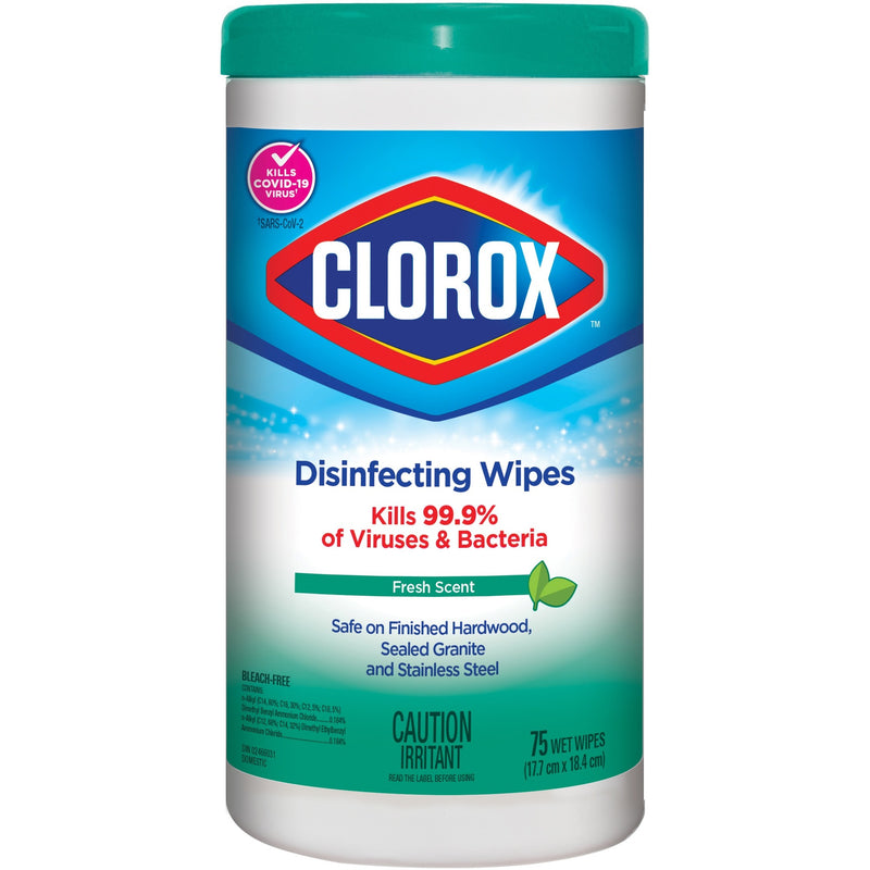 Clorox Disinfecting Wipe - Fresh Scent Width - 75 / Pack - 1 Each