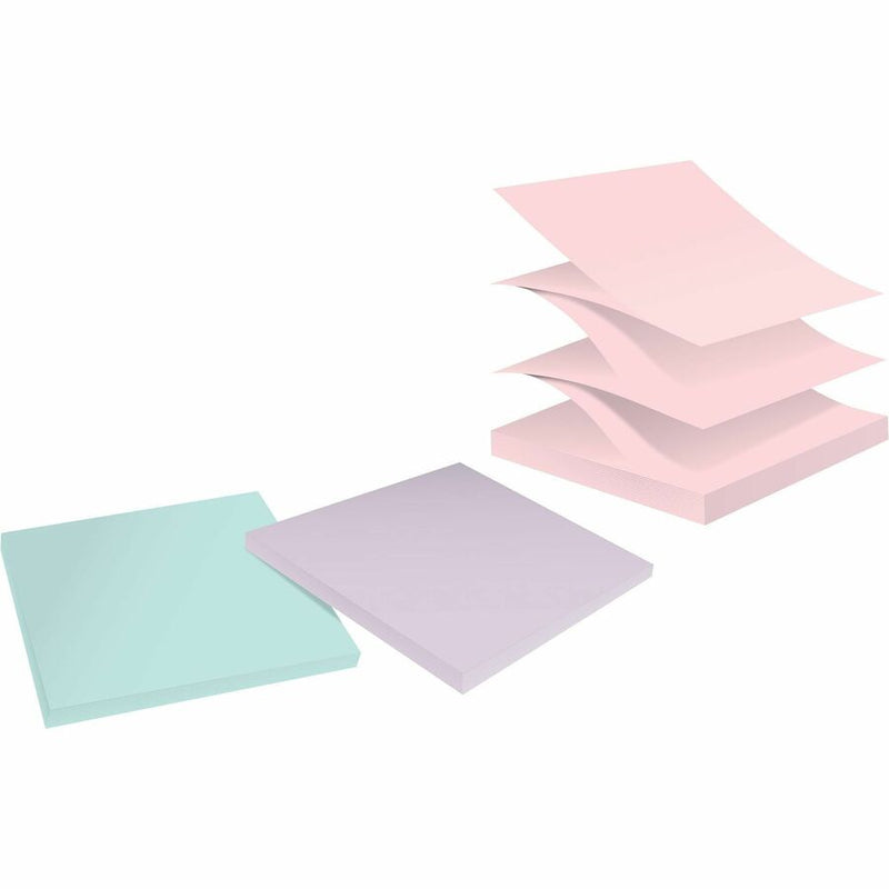 Post-it® 100% Recycled Paper Super Sticky Dispenser Notes, 3 in x 3 in, Wanderlust Pastels Collection