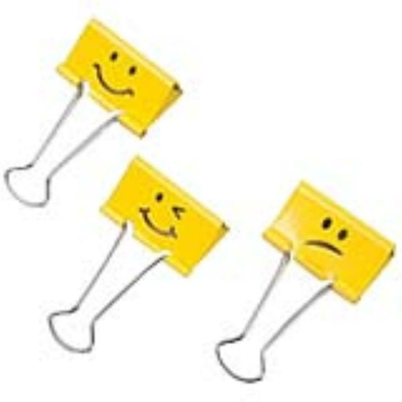 Rapesco Foldback Clips Assorted Emojis 3/4" - Yellow - 20 Pack