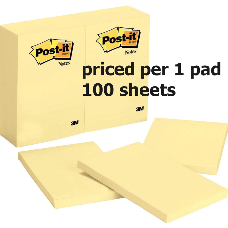 Post-it&reg; Notes Original Notepads 4" x 6" Canary - 1 pad / 100 sheets - The Supply Room