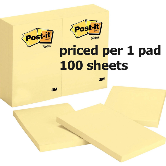 Post-it&reg; Notes Original Notepads 4" x 6" Canary - 1 pad / 100 sheets