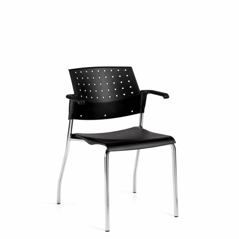 Global Sonic Stacking Chair with Arm and Polypropylene Back - The Supply Room