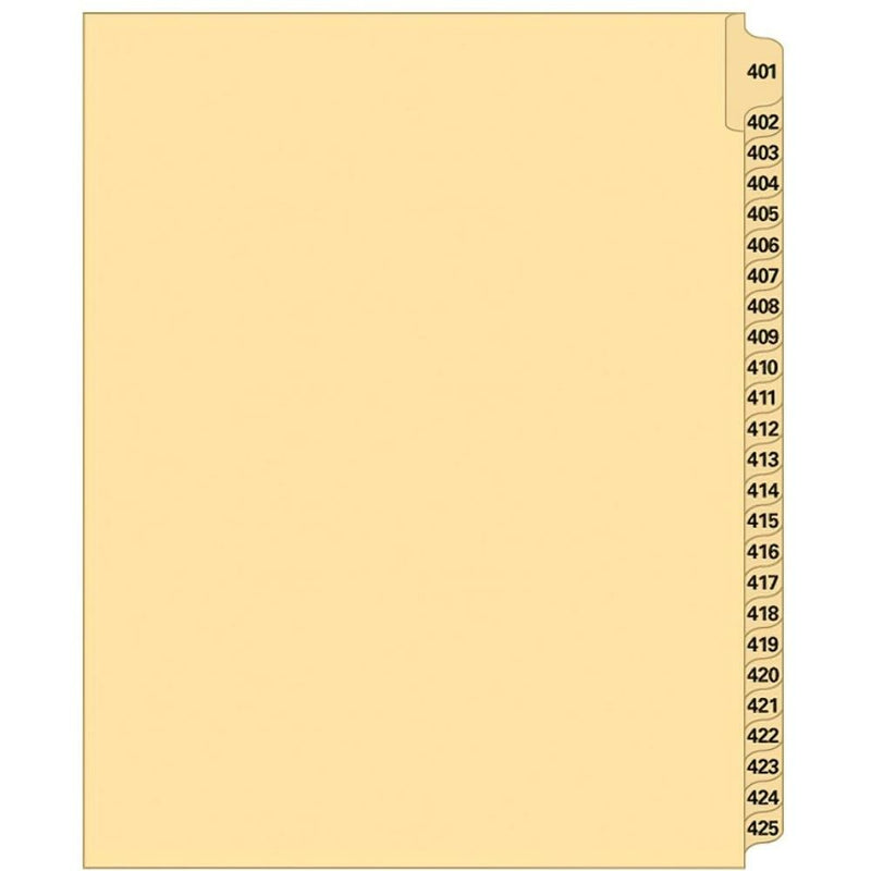 Supreme Litigation Tabs 25th Cut Numeric Set 11" Buff #401-425