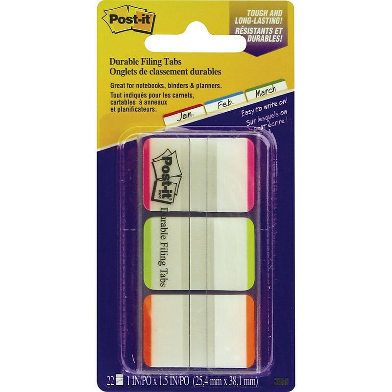 Post-it Durable Filing Tabs, 1", Assorted Colours, 66 Pack