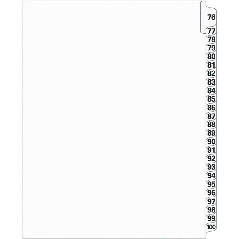 Supreme Litigation Tabs 25th Cut Numeric Set 11" White #76-100