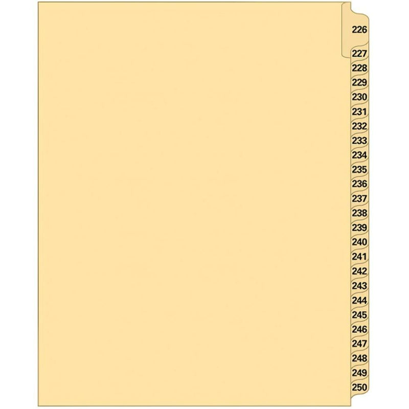 Supreme Litigation Tabs 25th Cut Numeric Set 11" Buff #226-250