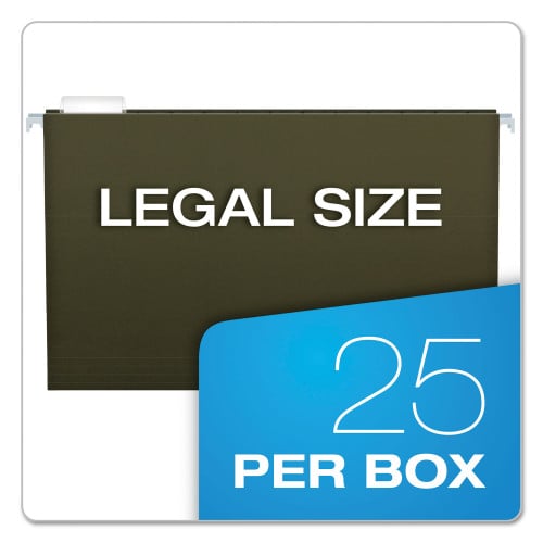 Pendaflex Extra Capacity Reinforced Hanging File Folders with Box Bottom, 3" Capacity, Legal Size, 1/5-Cut Tabs, Green, 25/Box (4153X3)