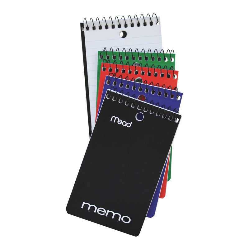 Hilroy Top Wire Bound Open End Memo Notebook - Ruled - 3" x 5" - 60 Sheets - Assorted Colours - The Supply Room