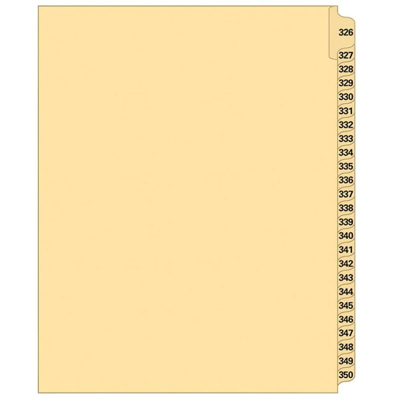 Supreme Litigation Tabs 25th Cut Numeric Set 11" Buff #326-350