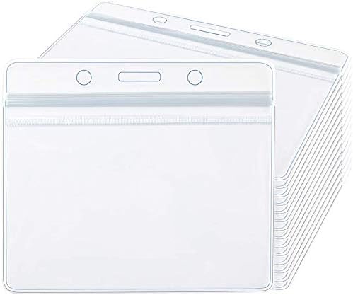 ID Badge Holder Horizontal Plastic - Resealable Lock - 100/pk