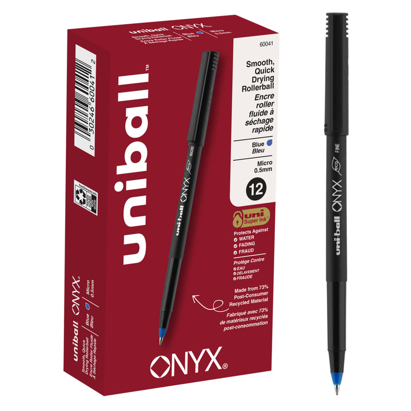 uni-ball ONYX Rollerball Pens – 0.5mm – Blue - The Supply Room