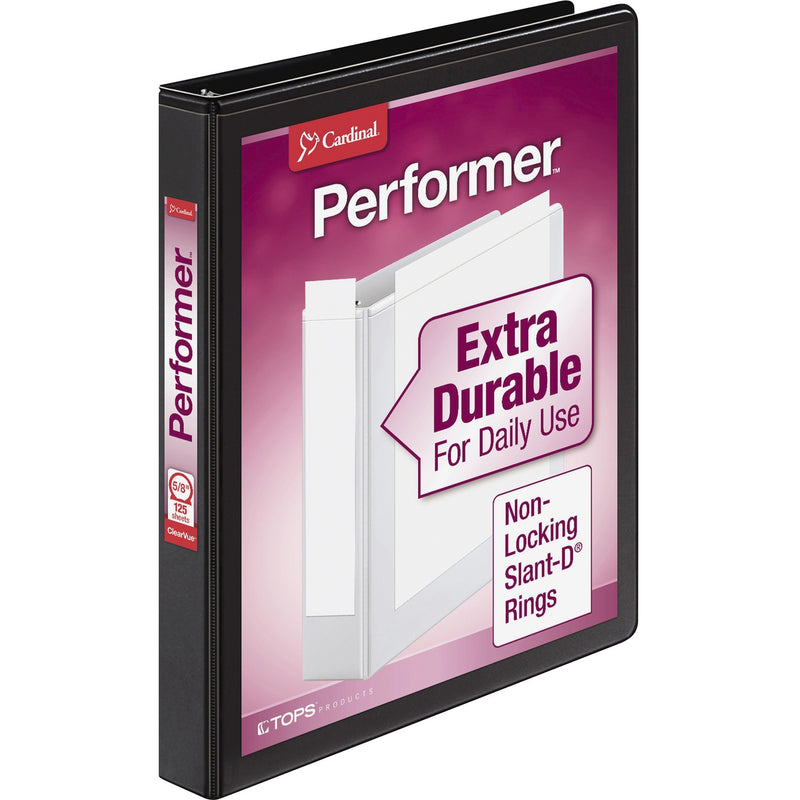 Cardinal Performer ClearVue Non-Locking Round Ring Binder, 5/8-Inch, Black (67125)
