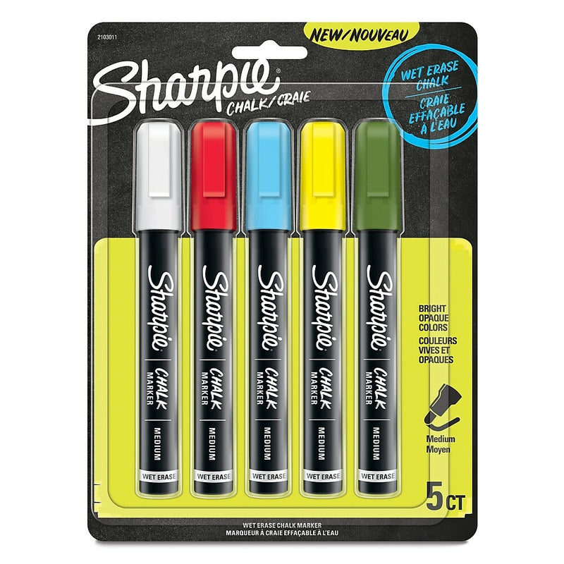 Sharpie Wet-Erase Chalk Marker - Medium - Assorted Standard Colours - 5 Pack