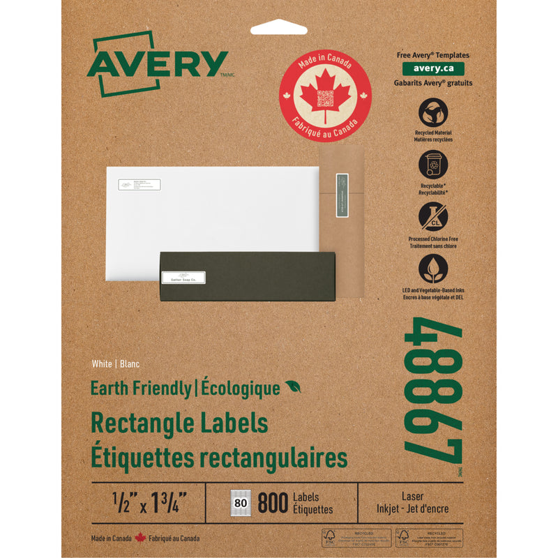 Avery Eco-Friendly Mailing Label - 1/2" x 1 3/4" 80up (48867)