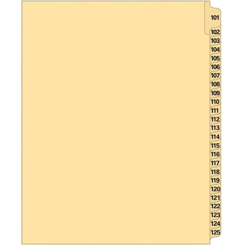 Supreme Litigation Tabs 25th Cut Numeric Set 11" Buff #101-125