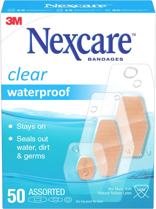 Nexcare™ Clear Waterproof Bandages 432-50-CA, Assorted Sizes, 50/Pack