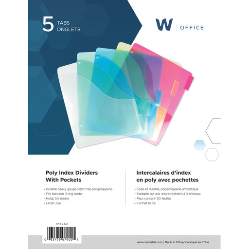 Winnable 5-Tab Slant Binder Pocket - The Supply Room