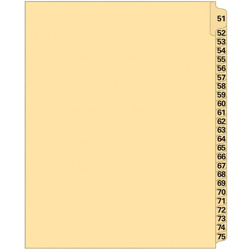 Supreme Litigation Tabs 25th Cut Numeric Set 11" Buff #51-75