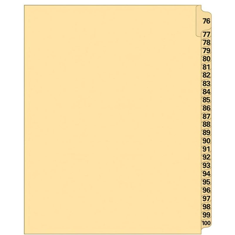 Supreme Litigation Tabs 25th Cut Numeric Set 11" Buff #76-100