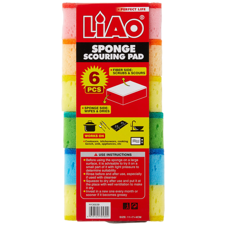 11x7x4cm Sponge Scouring Pad - 6pcs/pk