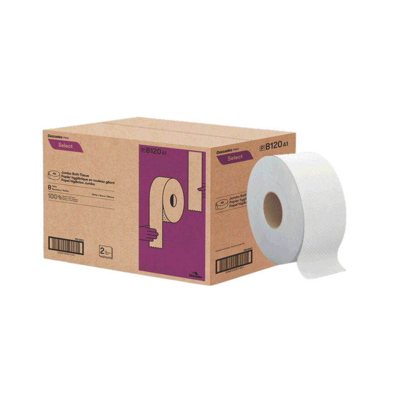 Jumbo Toilet Paper - B120 - 3.3" x 900', 2 Ply