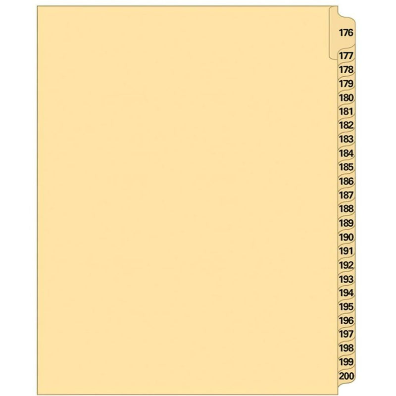 Supreme Litigation Tabs 25th Cut Numeric Set 11" Buff #176-200