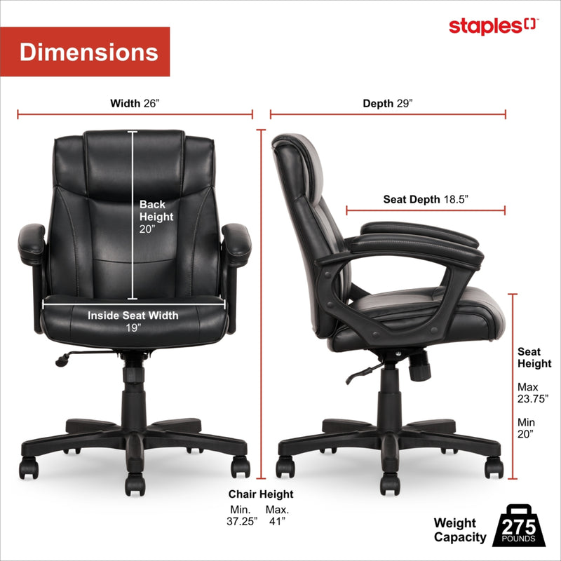 Bonded Leather Task Chair - Black