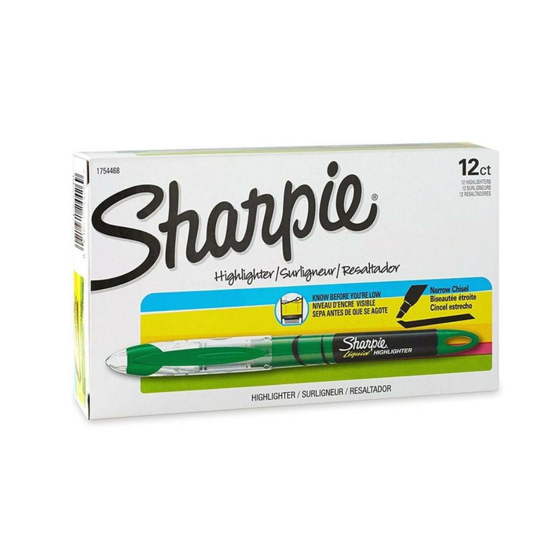Sharpie Liquid Chisel Tip Pen-Style Accent Highlighters - Green - 12 Pack