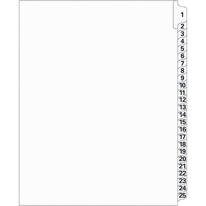 Supreme Litigation Tabs 25th Cut Numeric Set 11" White #1/25