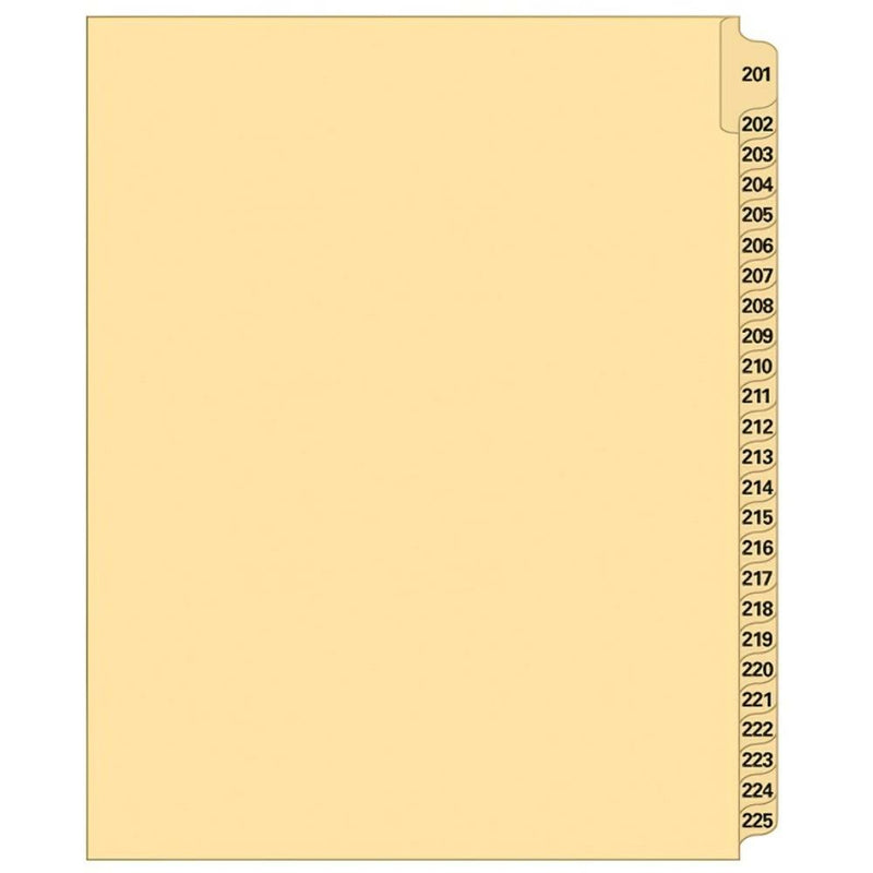 Supreme Litigation Tabs 25th Cut Numeric Set 11" Buff #201/225