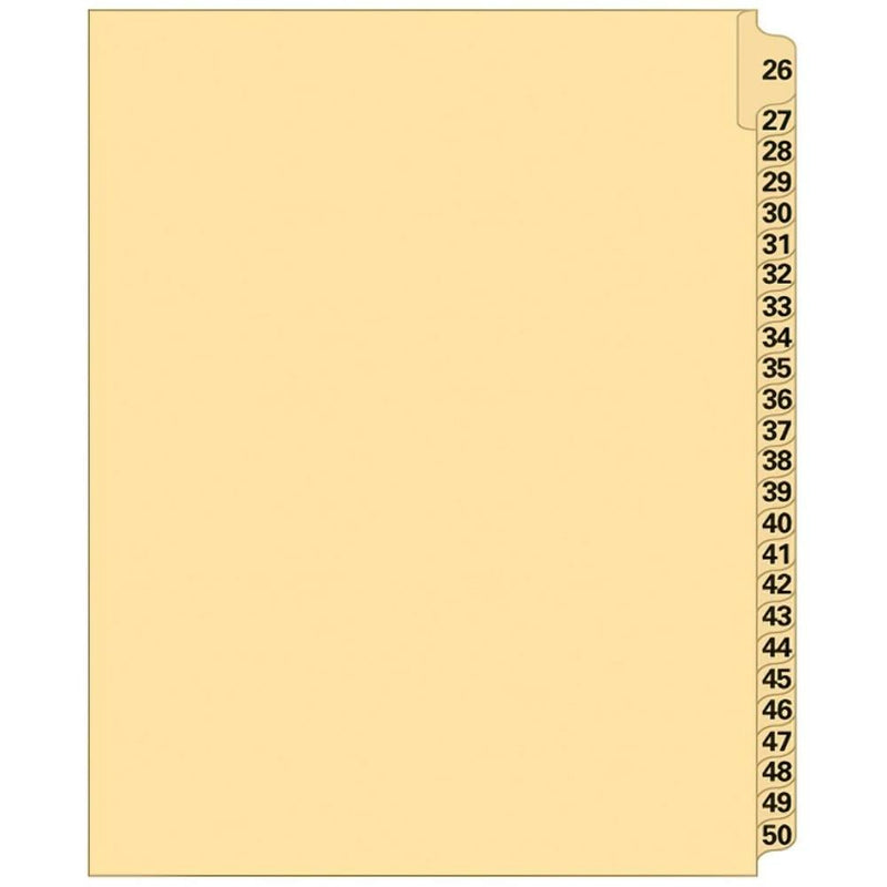 Supreme Litigation Tabs 25th Cut Numeric Set 11" Buff #26-50